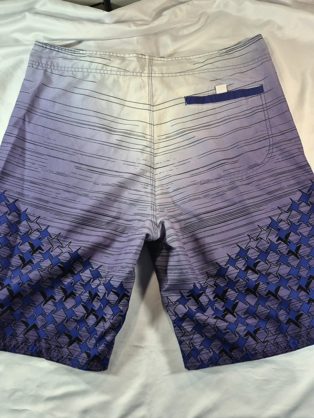 NWOT Banana Republic BR Sport Purple Ombré Geometric Swim Trunks - Large